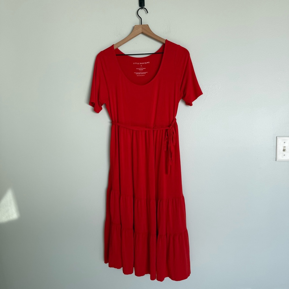Little Bum Bums / Bums & Roses Red Natural Bamboo Dress - Picture 3 of 5